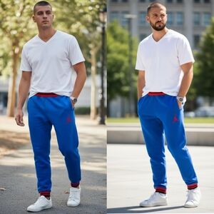 Jordan Men's Royal Blue Joggers with Red Accents